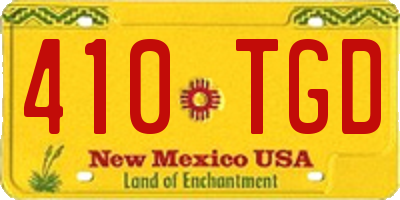 NM license plate 410TGD