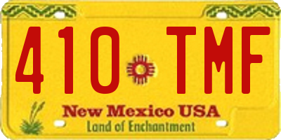 NM license plate 410TMF
