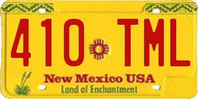 NM license plate 410TML