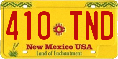 NM license plate 410TND
