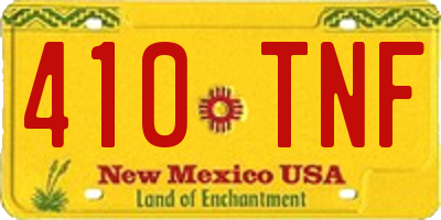 NM license plate 410TNF