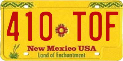 NM license plate 410TOF