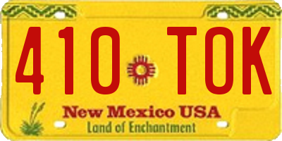 NM license plate 410TOK