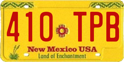 NM license plate 410TPB