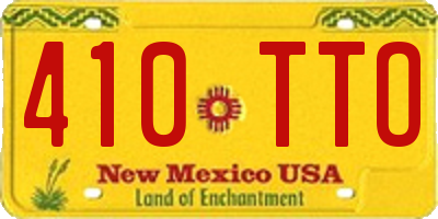 NM license plate 410TTO