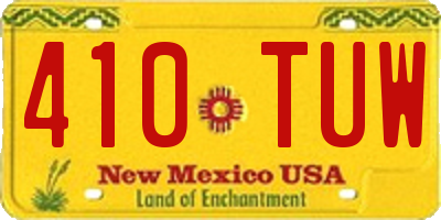 NM license plate 410TUW