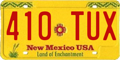 NM license plate 410TUX