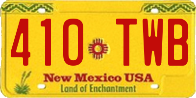 NM license plate 410TWB