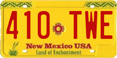 NM license plate 410TWE