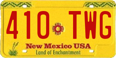 NM license plate 410TWG