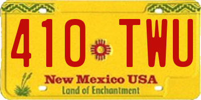 NM license plate 410TWU
