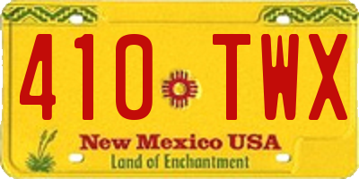 NM license plate 410TWX