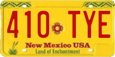NM license plate 410TYE