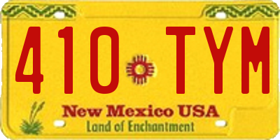 NM license plate 410TYM