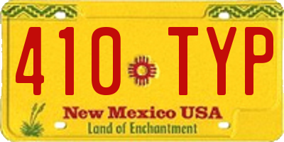 NM license plate 410TYP