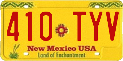 NM license plate 410TYV