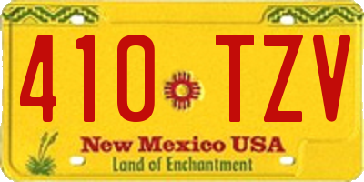 NM license plate 410TZV