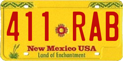 NM license plate 411RAB