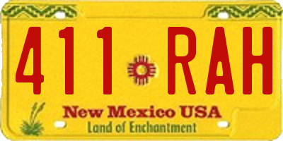 NM license plate 411RAH