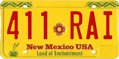 NM license plate 411RAI