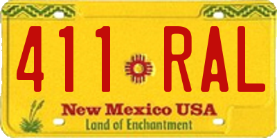 NM license plate 411RAL