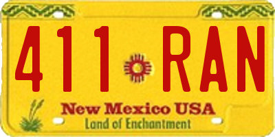 NM license plate 411RAN