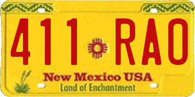 NM license plate 411RAO
