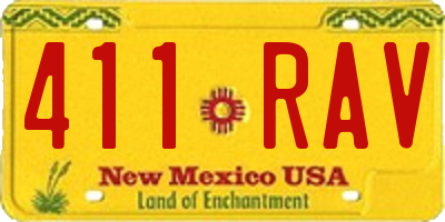 NM license plate 411RAV
