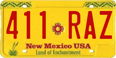NM license plate 411RAZ