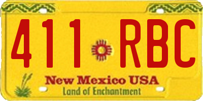 NM license plate 411RBC