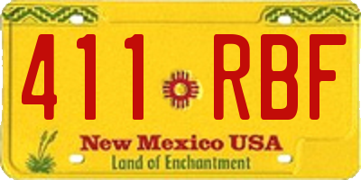 NM license plate 411RBF