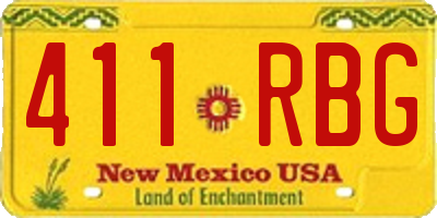 NM license plate 411RBG