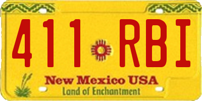 NM license plate 411RBI