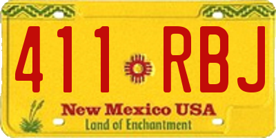NM license plate 411RBJ