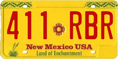 NM license plate 411RBR