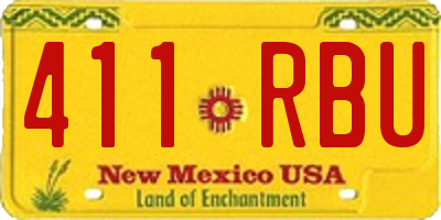 NM license plate 411RBU
