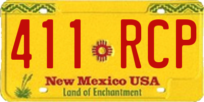 NM license plate 411RCP