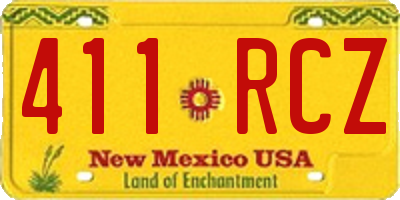 NM license plate 411RCZ