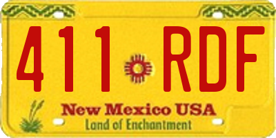 NM license plate 411RDF