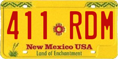 NM license plate 411RDM