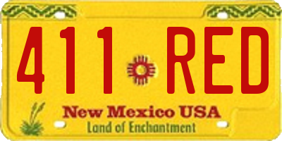 NM license plate 411RED