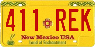 NM license plate 411REK