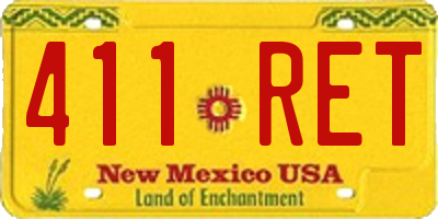NM license plate 411RET