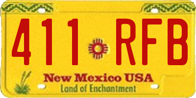 NM license plate 411RFB