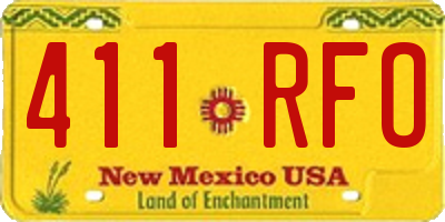 NM license plate 411RFO