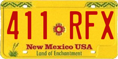 NM license plate 411RFX