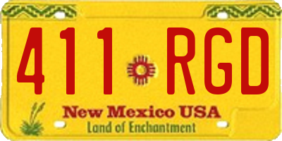 NM license plate 411RGD