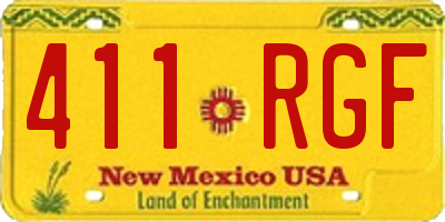 NM license plate 411RGF