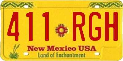 NM license plate 411RGH