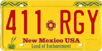 NM license plate 411RGY